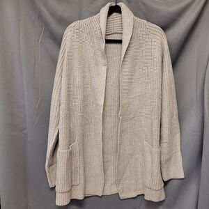 COUTGO Cardigan Casual Long Sleeve Knitted Sweater W/ Pockets, Khaki, Small.